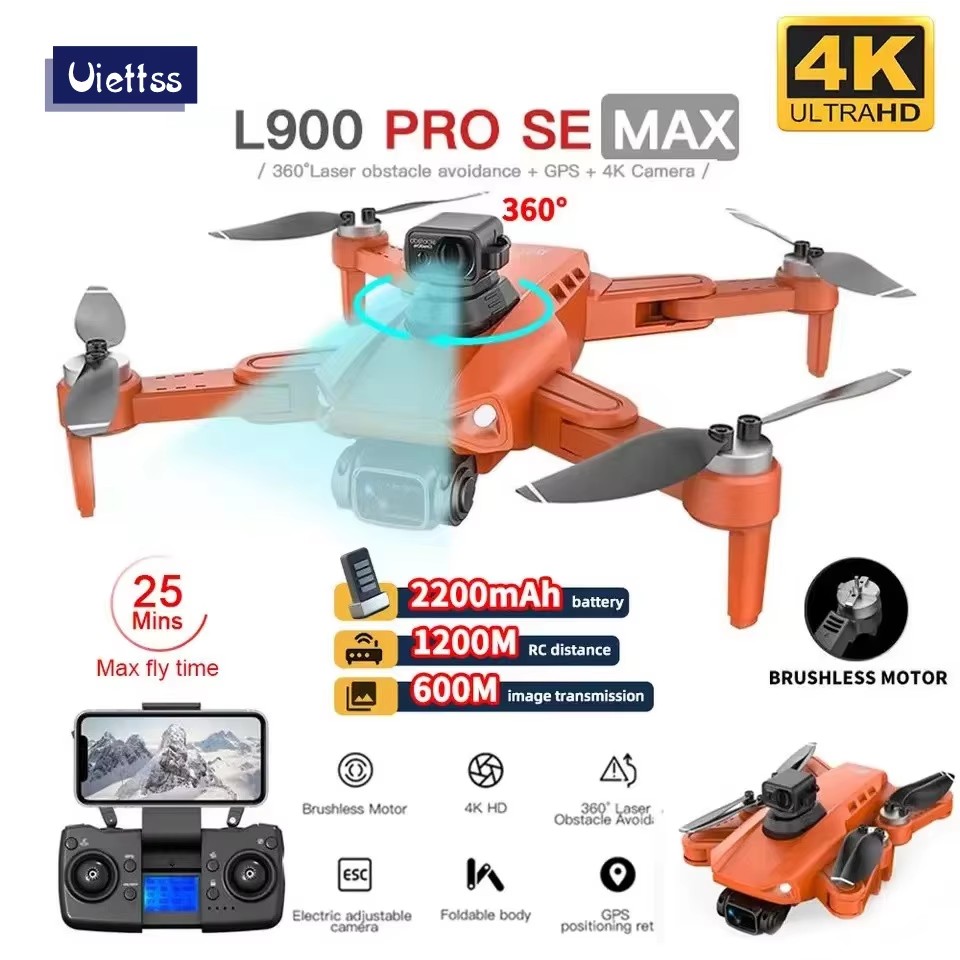 Drone Kit Vtol - ミニクワッドコプターrcブラシレスモーター,4kカメラ,l900 pro,se,max,5g,wifi,障害物回避,fpv,プロフェッショナル,360